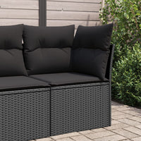 Thumbnail for Garten-Ecksofa mit Kissen Schwarz Poly Rattan