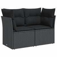 Thumbnail for Gartensofa mit Kissen 2-Sitzer Schwarz Poly Rattan