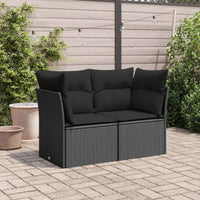 Thumbnail for Gartensofa mit Kissen 2-Sitzer Schwarz Poly Rattan