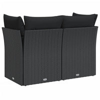 Thumbnail for Gartensofa mit Kissen 2-Sitzer Schwarz Poly Rattan