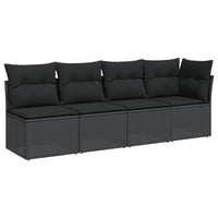 Thumbnail for Gartensofa mit Kissen 4-Sitzer Schwarz Poly Rattan
