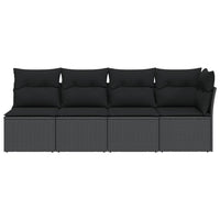 Thumbnail for Gartensofa mit Kissen 4-Sitzer Schwarz Poly Rattan