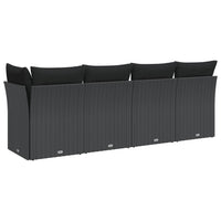 Thumbnail for Gartensofa mit Kissen 4-Sitzer Schwarz Poly Rattan