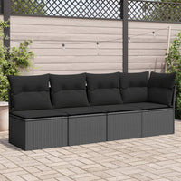 Thumbnail for Gartensofa mit Kissen 4-Sitzer Schwarz Poly Rattan