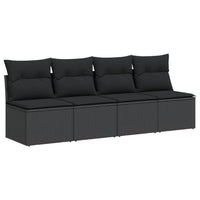 Thumbnail for Gartensofa mit Kissen 4-Sitzer Schwarz Poly Rattan