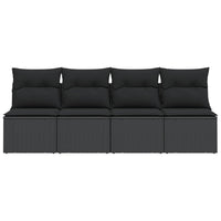 Thumbnail for Gartensofa mit Kissen 4-Sitzer Schwarz Poly Rattan