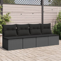 Thumbnail for Gartensofa mit Kissen 4-Sitzer Schwarz Poly Rattan