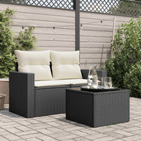 Thumbnail for Gartentisch mit Glasplatte Schwarz 55x55x37 cm Poly Rattan
