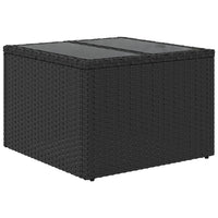 Thumbnail for Gartentisch mit Glasplatte Schwarz 55x55x37 cm Poly Rattan