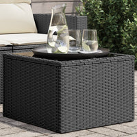 Thumbnail for Gartentisch mit Glasplatte Schwarz 55x55x37 cm Poly Rattan