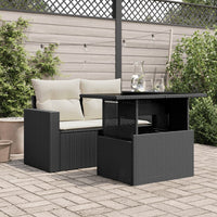 Thumbnail for Gartentisch mit Glasplatte Schwarz 100x55x73 cm Poly Rattan