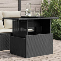 Thumbnail for Gartentisch mit Glasplatte Schwarz 100x55x73 cm Poly Rattan