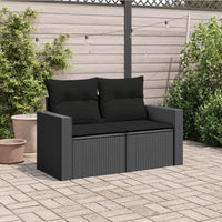 Thumbnail for Gartensofa mit Kissen 2-Sitzer Schwarz Poly Rattan