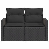 Thumbnail for Gartensofa mit Kissen 2-Sitzer Schwarz Poly Rattan