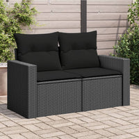 Thumbnail for Gartensofa mit Kissen 2-Sitzer Schwarz Poly Rattan