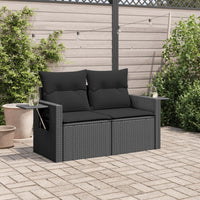 Thumbnail for Gartensofa mit Kissen 2-Sitzer Schwarz Poly Rattan