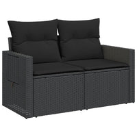 Thumbnail for Gartensofa mit Kissen 2-Sitzer Schwarz Poly Rattan