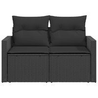 Thumbnail for Gartensofa mit Kissen 2-Sitzer Schwarz Poly Rattan