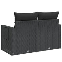 Thumbnail for Gartensofa mit Kissen 2-Sitzer Schwarz Poly Rattan