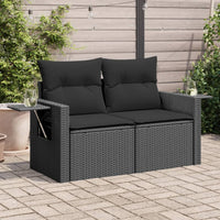 Thumbnail for Gartensofa mit Kissen 2-Sitzer Schwarz Poly Rattan