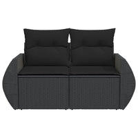 Thumbnail for Gartensofa mit Kissen 2-Sitzer Schwarz Poly Rattan