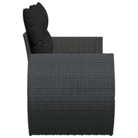 Thumbnail for Gartensofa mit Kissen 2-Sitzer Schwarz Poly Rattan