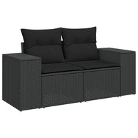 Thumbnail for Gartensofa mit Kissen 2-Sitzer Schwarz Poly Rattan
