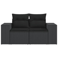Thumbnail for Gartensofa mit Kissen 2-Sitzer Schwarz Poly Rattan
