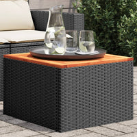 Thumbnail for Gartentisch Schwarz 55x55x37 cm Poly Rattan und Akazienholz