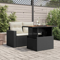 Thumbnail for Gartentisch Schwarz 100x55x73 cm Poly Rattan und Akazienholz