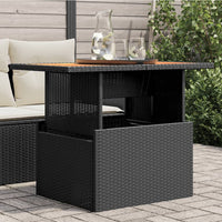 Thumbnail for Gartentisch Schwarz 100x55x73 cm Poly Rattan und Akazienholz