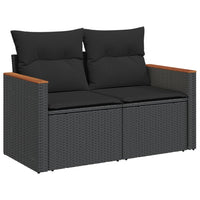 Thumbnail for Gartensofa mit Kissen 2-Sitzer Schwarz Poly Rattan