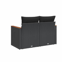 Thumbnail for Gartensofa mit Kissen 2-Sitzer Schwarz Poly Rattan