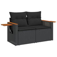 Thumbnail for Gartensofa mit Kissen 2-Sitzer Schwarz Poly Rattan