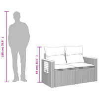 Thumbnail for Gartensofa mit Kissen 2-Sitzer Schwarz Poly Rattan