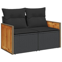 Thumbnail for Gartensofa mit Kissen 2-Sitzer Schwarz Poly Rattan