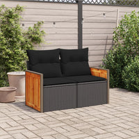 Thumbnail for Gartensofa mit Kissen 2-Sitzer Schwarz Poly Rattan