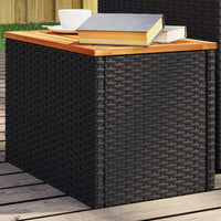 Thumbnail for Garten-Beistelltische 2 Stk Schwarz 55x34x37cm Poly Rattan Holz