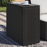 Thumbnail for Garten-Beistelltisch mit Glasplatte Schwarz 58x27,5x55cm Rattan