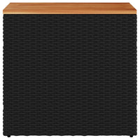 Thumbnail for Garten-Beistelltisch mit Holzplatte Schwarz 58x27,5x55cm Rattan