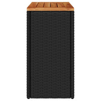 Thumbnail for Garten-Beistelltisch mit Holzplatte Schwarz 58x27,5x55cm Rattan