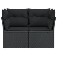 Thumbnail for Gartensofa mit Kissen 2-Sitzer Schwarz Poly Rattan