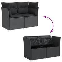 Thumbnail for Gartensofa mit Kissen 2-Sitzer Schwarz Poly Rattan