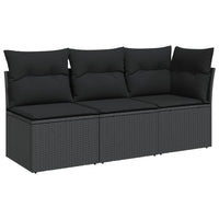 Thumbnail for Gartensofa mit Kissen 3-Sitzer Schwarz Poly Rattan