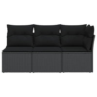 Thumbnail for Gartensofa mit Kissen 3-Sitzer Schwarz Poly Rattan
