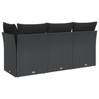 Thumbnail for Gartensofa mit Kissen 3-Sitzer Schwarz Poly Rattan