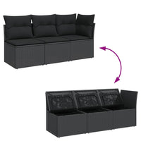 Thumbnail for Gartensofa mit Kissen 3-Sitzer Schwarz Poly Rattan