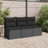 Thumbnail for Gartensofa mit Kissen 3-Sitzer Schwarz Poly Rattan
