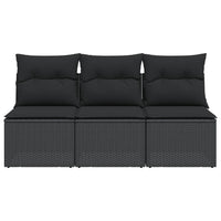 Thumbnail for Gartensofa mit Kissen 3-Sitzer Schwarz Poly Rattan