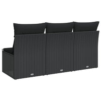 Thumbnail for Gartensofa mit Kissen 3-Sitzer Schwarz Poly Rattan